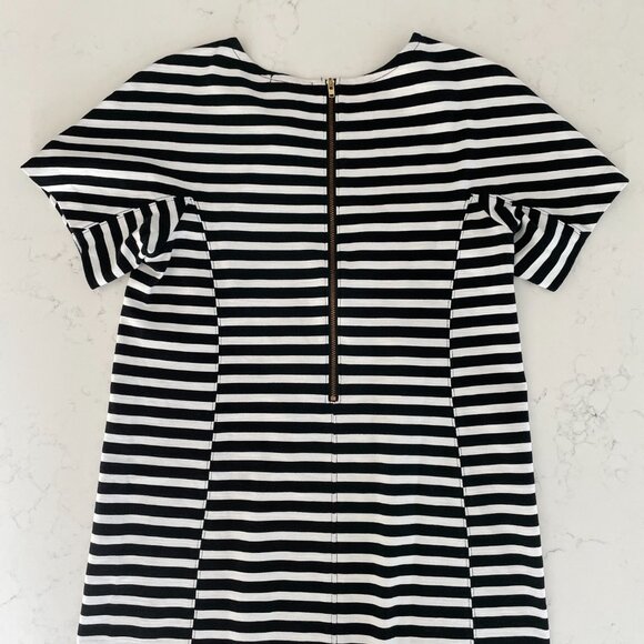 J. Crew Short Sleeve Striped Scoop Neck Dress Black + White Sz S - no fabric tag - Picture 8 of 9